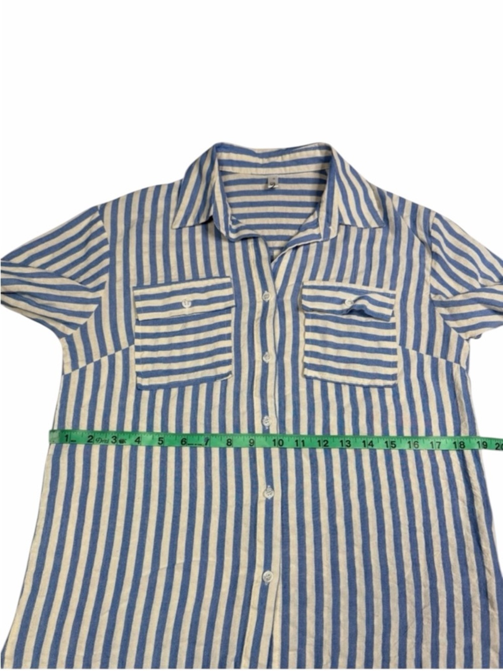 Boutique RSWO Blue & White Stripe Long Sleeve Button Down - Size Small - Picture 14 of 16